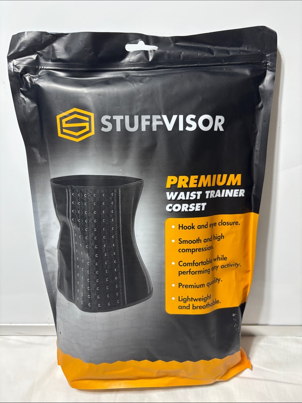 Premium Waist Trainer Corset - Black & Orange. NWT